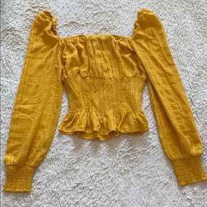 Yellow Square Neck Top